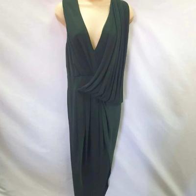 Sheike Draped Emerald Green V Neck Midi Dress - Green Size 12