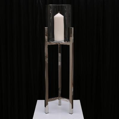 Veronica Pillar Candleholder - Large/Silver thumbnail 1