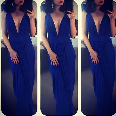 Carla Zampatti Grecian Dress Cobalt Blue and Pale Blue Size 10 thumbnail 2