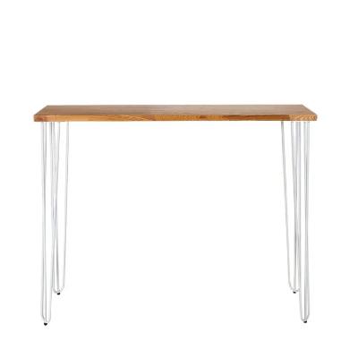 Hairpin Dry Bar Table Wood Top White