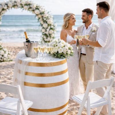 White Barrels with Gold Rings thumbnail 1