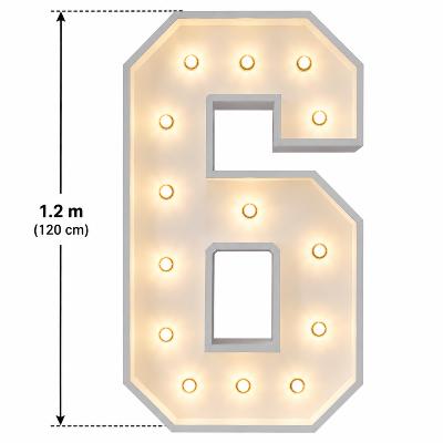 LED - 1.2 m high  White Light up Number 6 (with remote control)