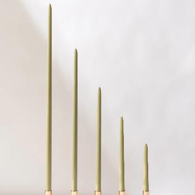 Olive Green Taper Candles thumbnail 1