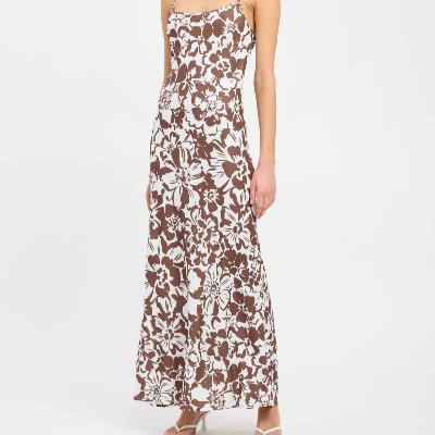 Kookai Pippa Slip Dress - Brown/White Size 10 thumbnail 2