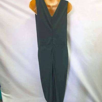 Sheike Draped Emerald Green V Neck Midi Dress - Green Size 12 thumbnail 2