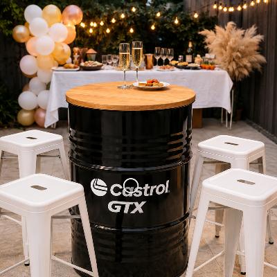 Drum and Tolix stool set thumbnail 1