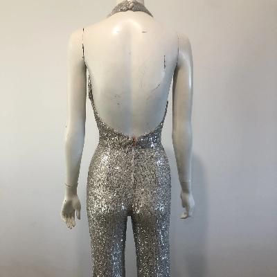 Nookie Silver Sequin Jumpsuit - Silver Size XS thumbnail 2