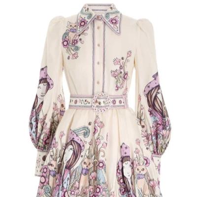 Zimmerman Celestial Bubble Shirt Dress-Virgo Zodiac Print Size 10