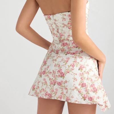 House of CB Jasmine White Rose Print Draped Corset Mini Dress - Size XS thumbnail 2
