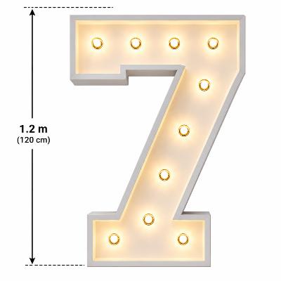 LED - 1.2 m high White Light up Number 7 (with remote control)