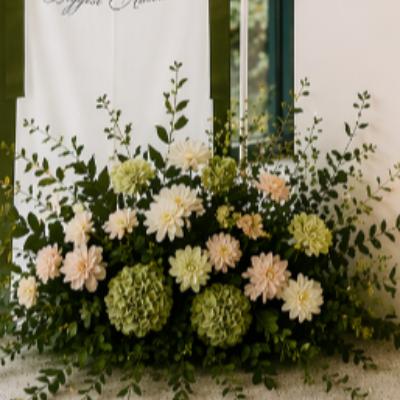 PACKAGE - Custom Fabric Welcome Sign, Florals and Plinth Package-The Luxe Entrance Edit thumbnail 2