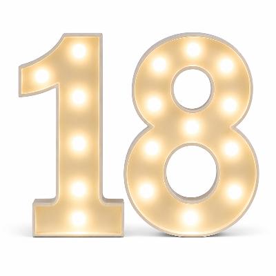 LED - 1.2 m high White Light up Number 18 (with remote control) thumbnail 1