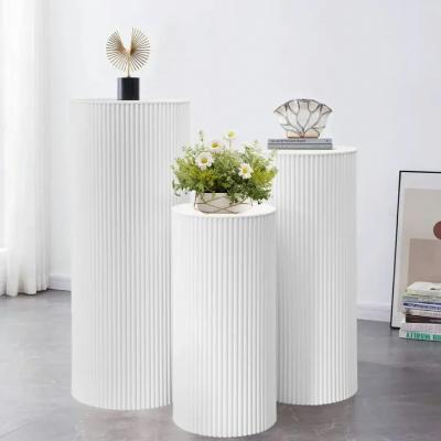 White ripple metal plinths - set of 3 thumbnail 1