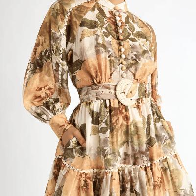 Sheike Sepia Floral Mini Dress - Brown Print Size 8 thumbnail 2