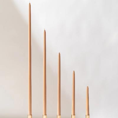 Venti Brown Taper Candles - 35cm - PAIR thumbnail 1