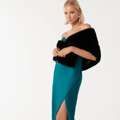 Forever New Faux Fur Wrap One Size- Black, White/Porcelain, Dove Grey, Blush thumbnail 2