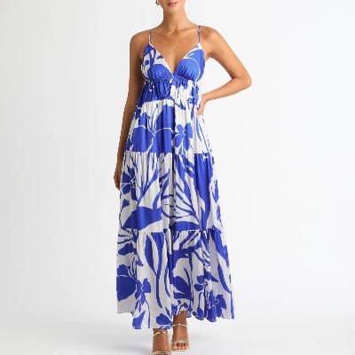 Sheike San Antonio Maxi Dress - Blue/White Size 10
