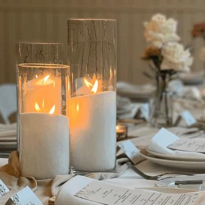 Granule (White Powder) Candles in Vase - Set of 3