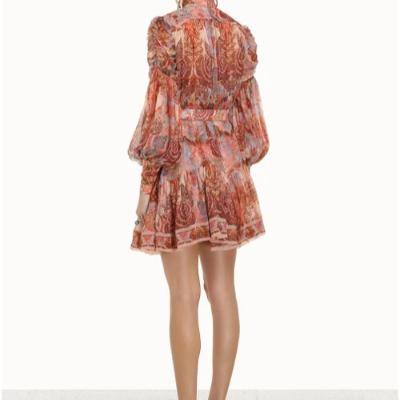 Zimmerman Kaleidoscope Tiered Terracotta Print Mini Dress Size 10 thumbnail 3