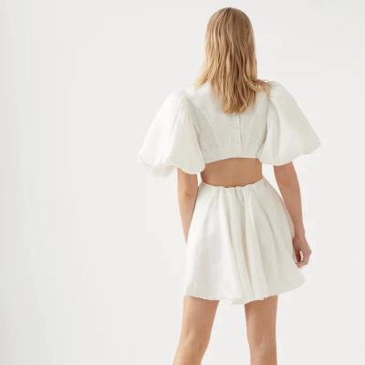 AJE Renee Puffed Sleeve Bead Mini Dress Ivory Size 10 thumbnail 3