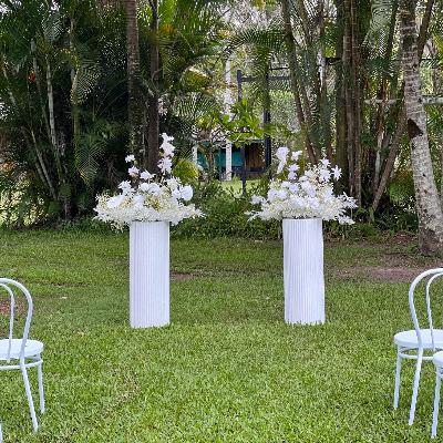 Fibreglass Ribbed Plinths with silk floral toppers (set of 2) thumbnail 3