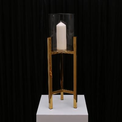 Veronica Pillar Candleholder - Small/Gold thumbnail 1