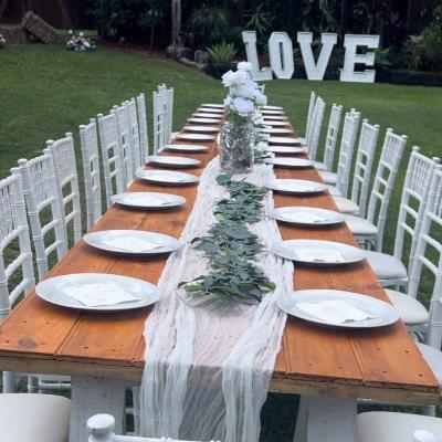 2.4 Metre Rustic Trestle Tables with white legs thumbnail 1