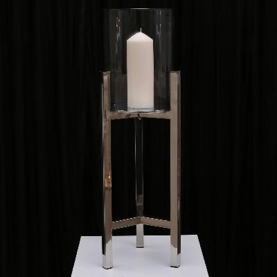 Veronica Pillar Candleholder - Small/Silver thumbnail 1