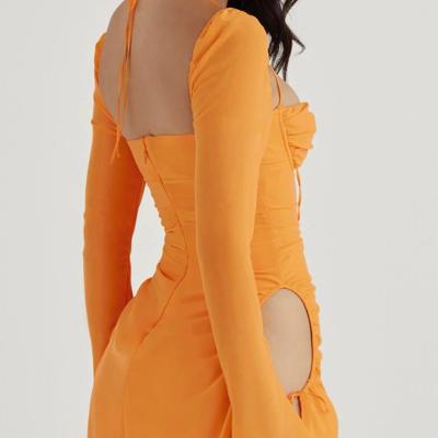 House of CB Baby Tangerine Chiffon Halter Mini Dress (Plus cup size S) thumbnail 2