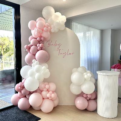 Single Arch Backdrop, Plinth and Balloon - Pink and White Package thumbnail 2