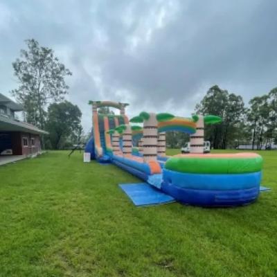 20m Blue Tropical Dual Lane Waterslide Inflatable thumbnail 3