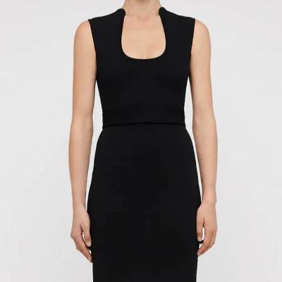 Scanlan Theodore Crepe Knit Scoop Neck Dress - Black Size S