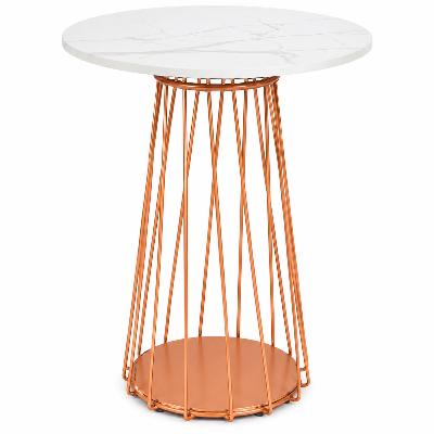 Table - Pink Dry Bar Cocktail Table White Marble Top and Pink Spindle Wire Legs