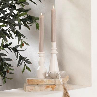 White Candle Stick Holder - Set of 2
