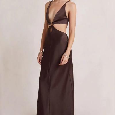 Bec & Bridge Felix V Maxi Dress - Chocolate Size 8 thumbnail 4