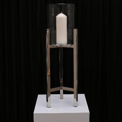 Veronica Pillar Candleholder - Medium/Silver thumbnail 1
