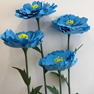 Marigold Large Freestanding Faux Flower - Blue thumbnail 2