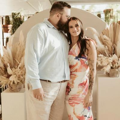 Engagement Backdrop Package with Florals and Signage thumbnail 2