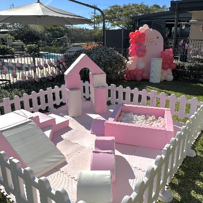 Kids Pink Party Package - Backdrop, Balloons and Soft Play thumbnail 1