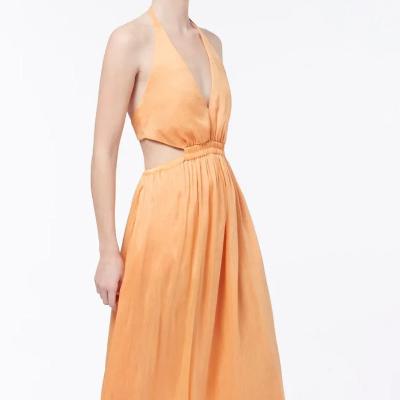 Manning & Cartell Lyrical Colours Halter Maxi Dress in Mango - Orange Size 6 thumbnail 2