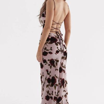 House of CB Serena Pink Devore Maxi Dress - Size M thumbnail 5