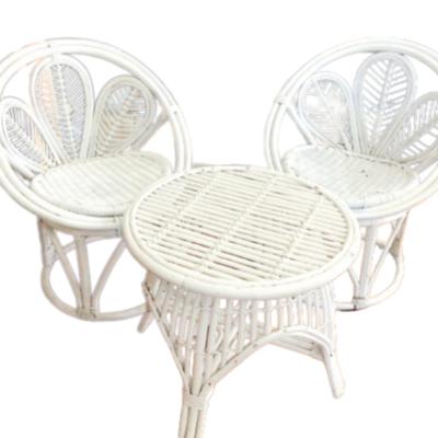 White Vintage Flower Chair set with side table thumbnail 1