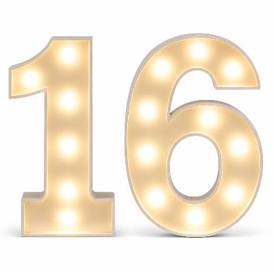 LED - 1.2 m high White Light up Number 16 (with remote control) thumbnail 1