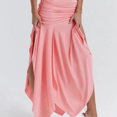 House of CB Ivana Apricot Gathered Asymmetric Maxi Dress - Size S thumbnail 2