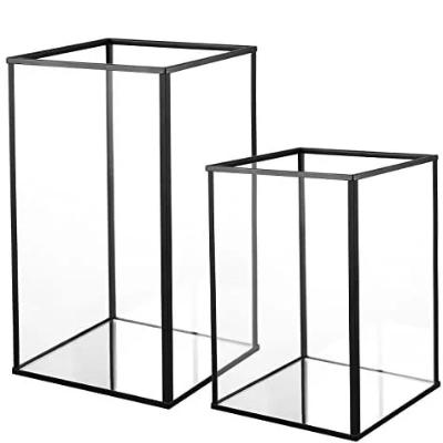 Black Rimmed Glass Candle Holder -Set of 2