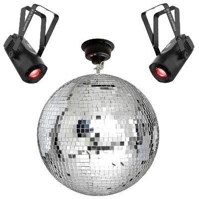 16" (40cm) Mirror Ball Pack with 20w Colour Pinspots