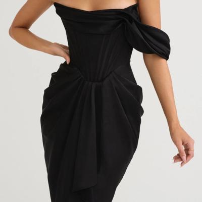 House of CB Janis Corset Satin Midi Black - Size XS thumbnail 5