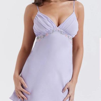 House of CB Christa Embroidered Lavender Mini Dress - Size S plus cup