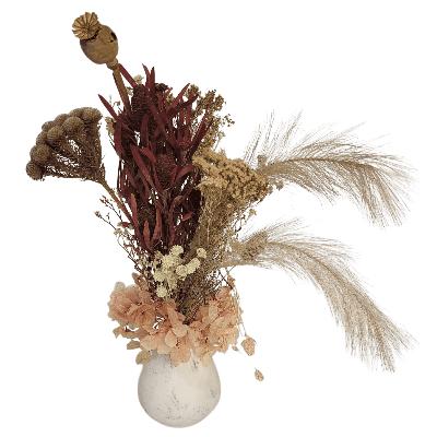 White Chalk Vases with Mixed Dried Flowers