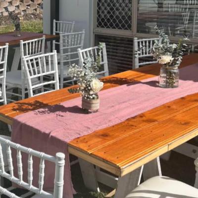 2.4 Metre Rustic Trestle Tables with white legs thumbnail 2